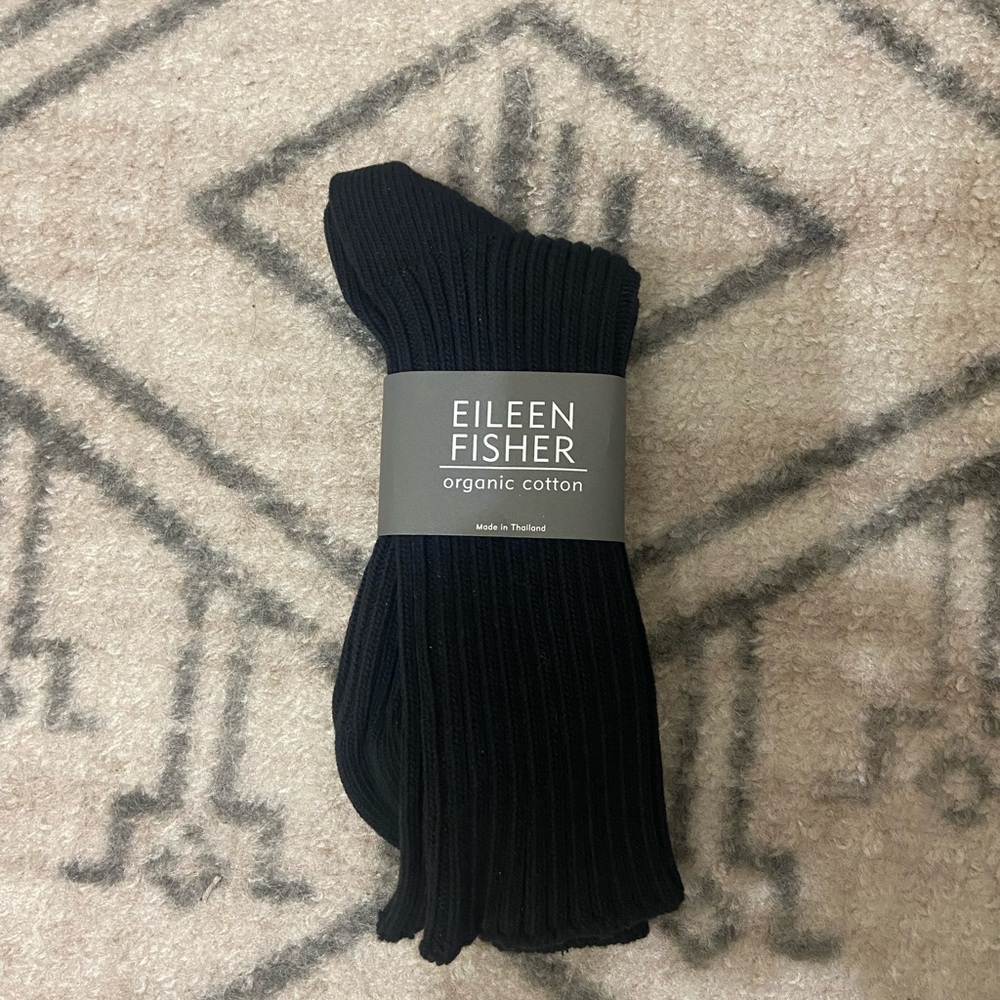 NWT Eileen Fisher Black Ribbed Organic Cotton Socks